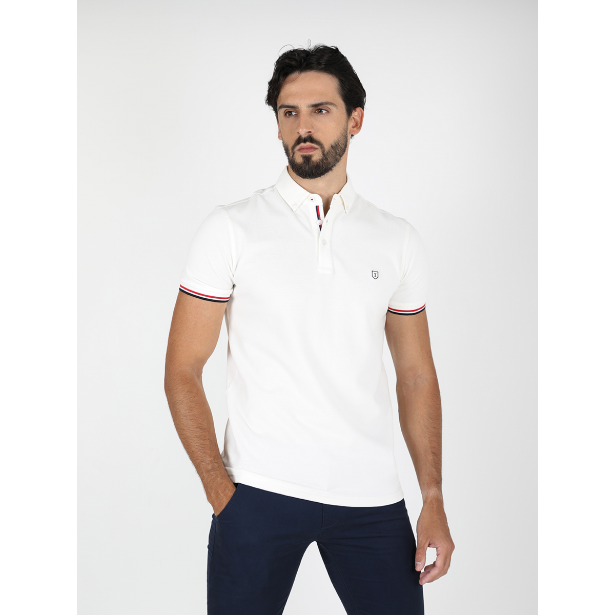 Basic 100% cotton piqué polo shirt - POL0181BRANCO | Suits Inc