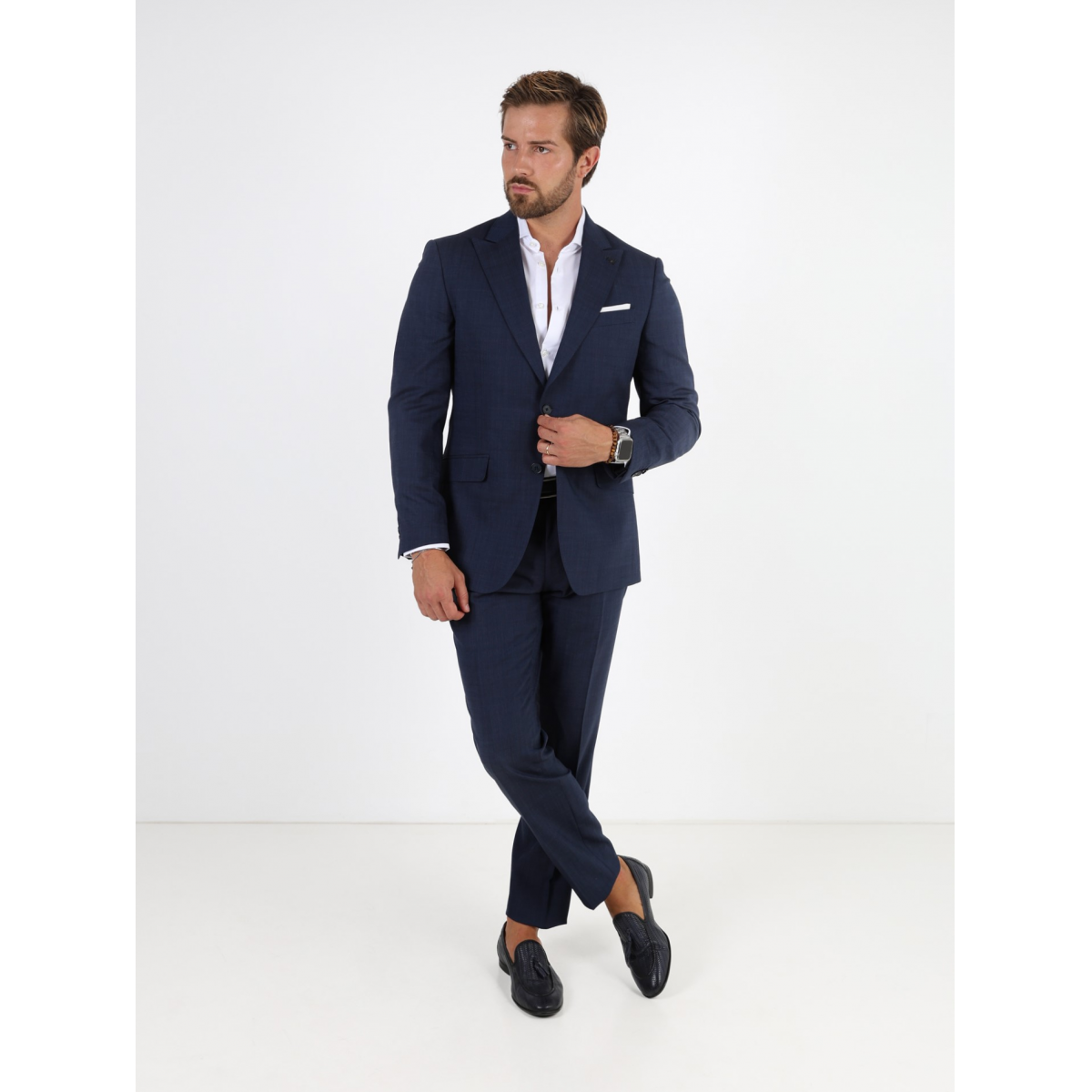 Fato de micro estrutura slim fit